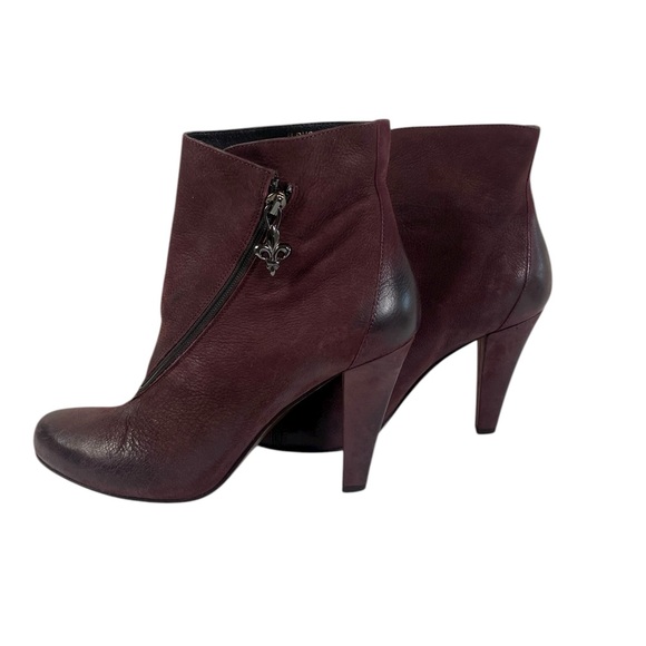 Donald J Plainer Ankle Boots burgundy Nubuck Leather 8.5 - Picture 2 of 11